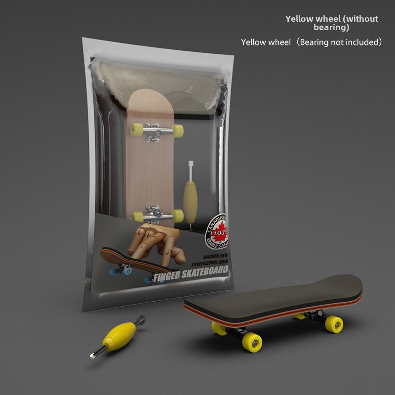 

Pro Maple Double Rocker Finger Skateboard with Bearing Wheels - Mini Creative Palm Skateboard without bearing жовтий