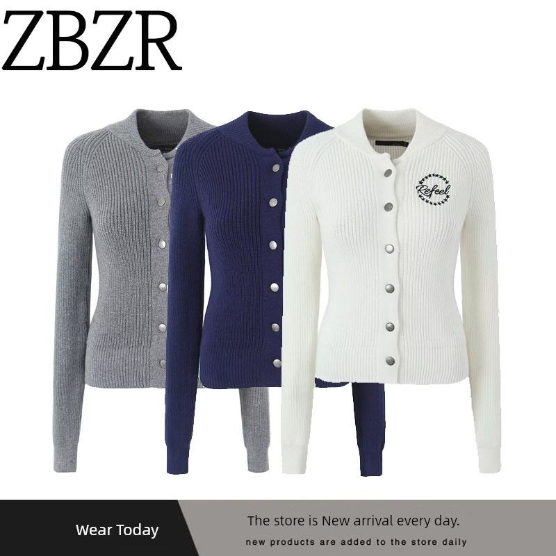 Za Export New Arrival Women's Clothing ZR Fashion Style Fashion All-Match Letter Long Sleeves Short Sweater Single-Breasted Cardigan