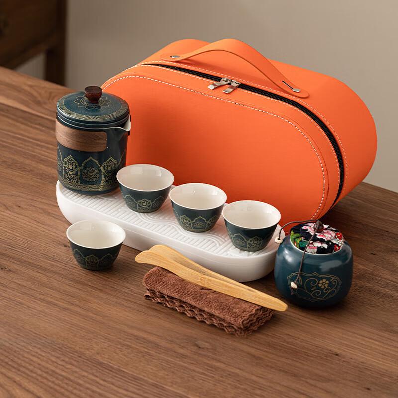 Portable Ceramic Gongfu Tea Set - 1 Pot 4 Cups