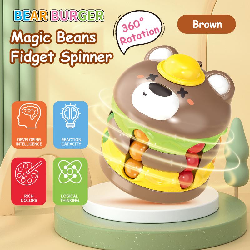 

Bear Burger Transformable Magic Beans Fidget Spinner - Spinning Beads Educational Toy For Kids коричневий