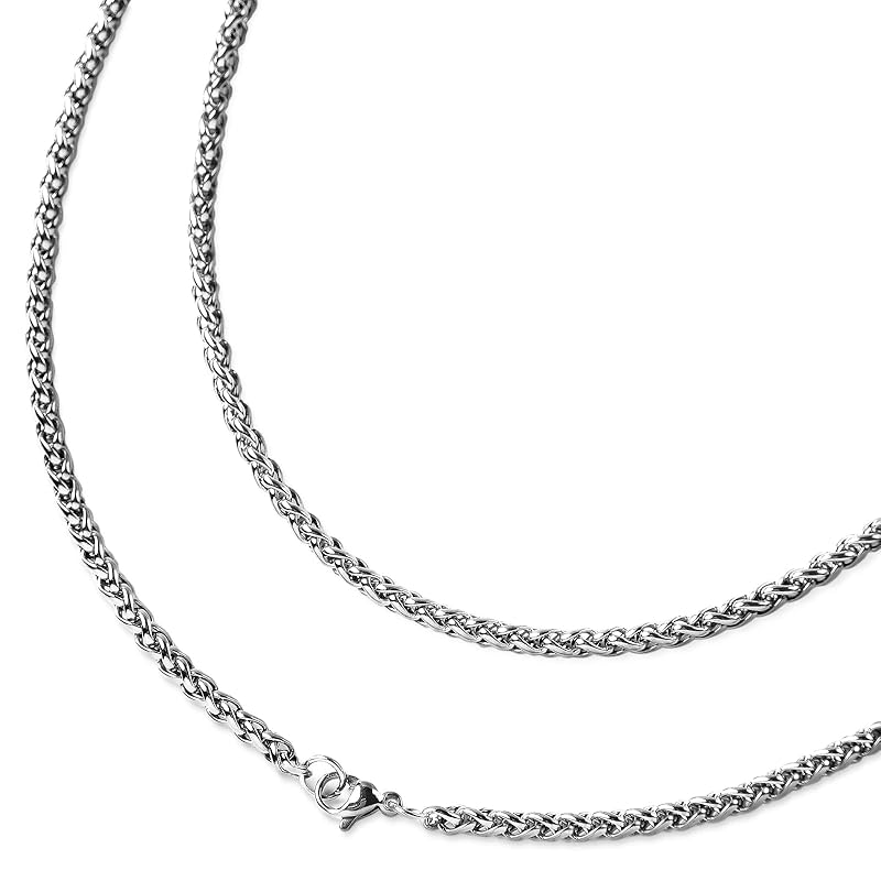 

[skyna] necklace chain men s accessories stainless simple unisex pair Compatible with metal allergies (Silver, 50cm)