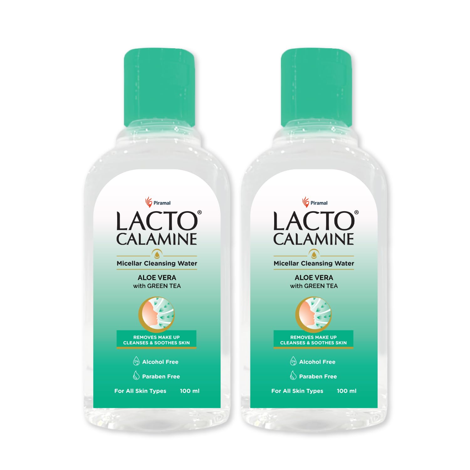 Lacto Calamine Micellar Water Make-Up Remover Liquid 100ml x Pack of 2 For Face Cleansing & Oil Removal