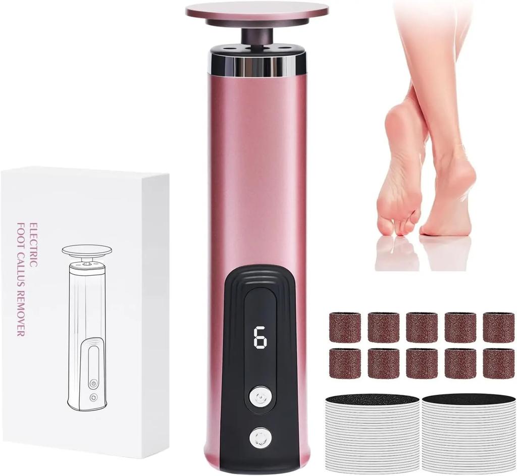 Electric Foot Callus Remover 2-in-1 - Rechargeable Wireless Powerful Nail File, Dead Skin Removal Pedicure Tool