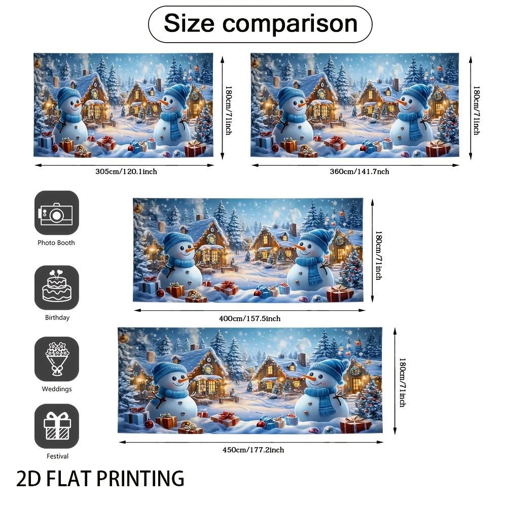 2D Door Banner 1 Piece Winter Snowman Fairyland Garage Door Banner with Snowman Snowflake and Flashing Effects
