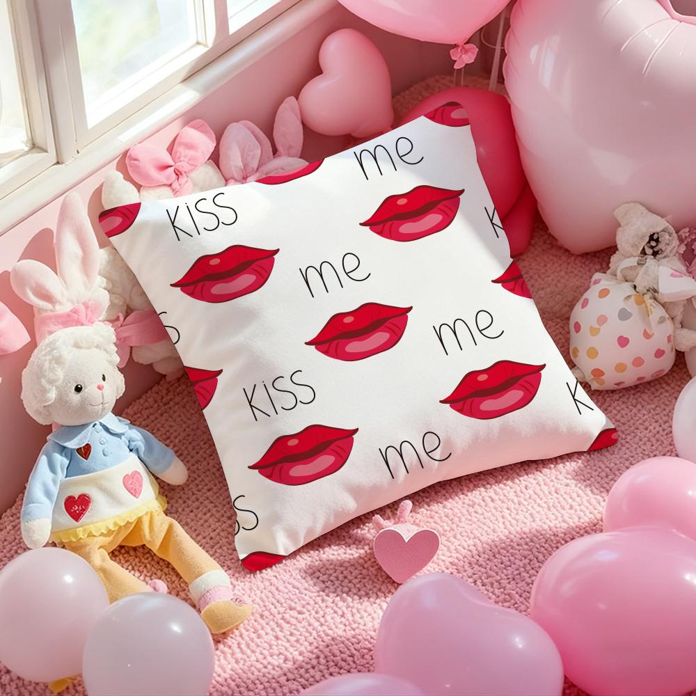Creative Red Lips Personality Fashion Trend Cushion Pattern Printed Pillowcase For Living Room Sofa Cushion CoverBedroom Decor