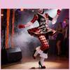 Costume Cosplay a Tema Harley Quinn per Donna in Tessuto di Seta di Latte per la Festa di Halloween