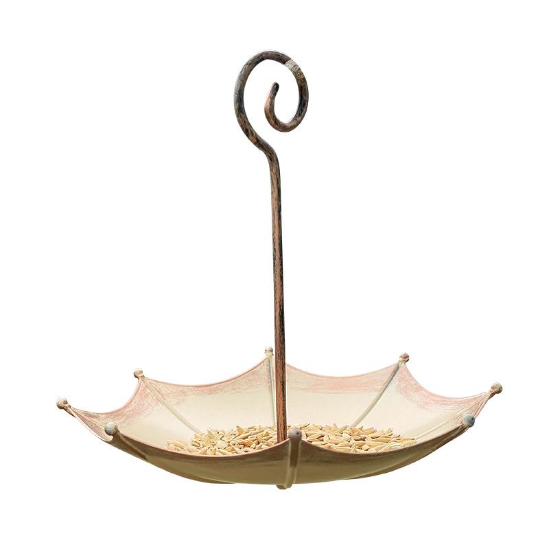 Umbrella Shaped Bird Feeder - Hanging Vintage Metal Bird Feeder for Outdoor Garden Patio & Window Decorative Wild Bird Seed Tray