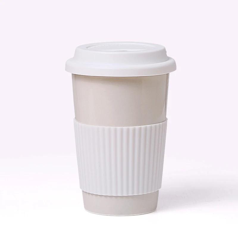 12.8Oz Ceramic Coffee Mug with Silicone Lid - Portable Travel Cup for Milk, Tea & Office/Home Use, Creative Design