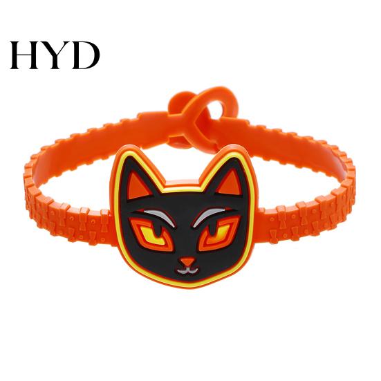 Colorful Cartoon Character Bracelets 2PCS Halloween Bracelets, Ghost/Pumpkin/Black Cat/Skull/Witch/Little Devil Shape, Adjustable Soft Silicone