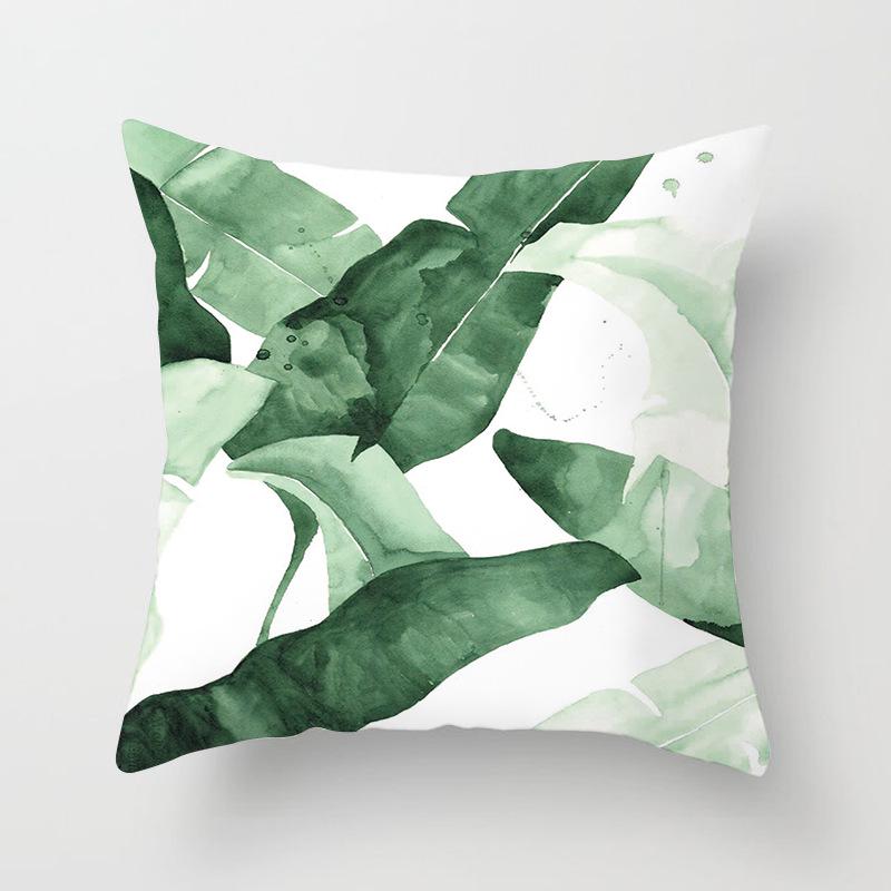 Ins Small Fresh Plant Car Sofa Pillow Cushion Cover Office Printed Lumbar Cushion Home Supplies