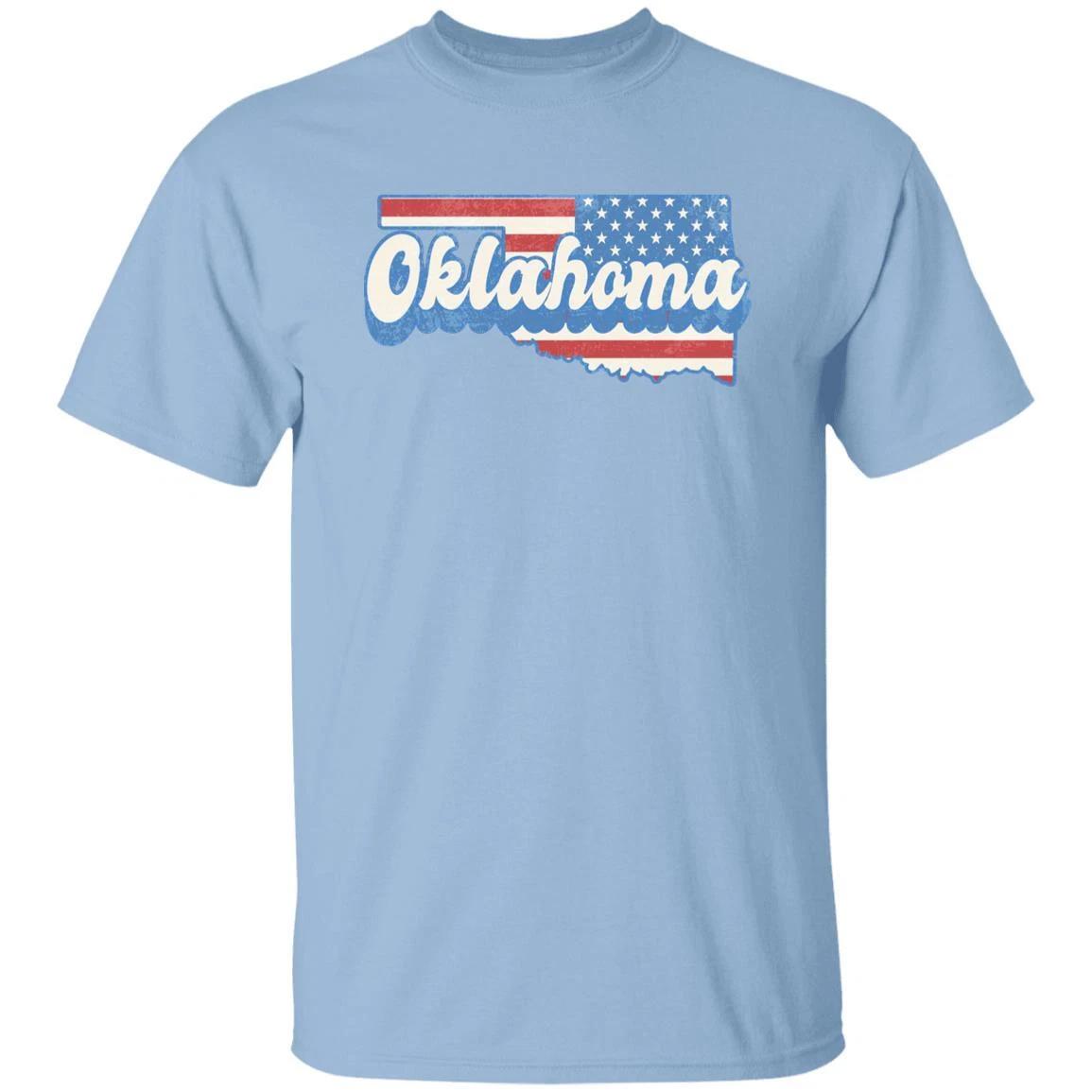 Oklahoma US flag Unisex T-Shirt American patriotic OK state tee White Ash Blue 3XL