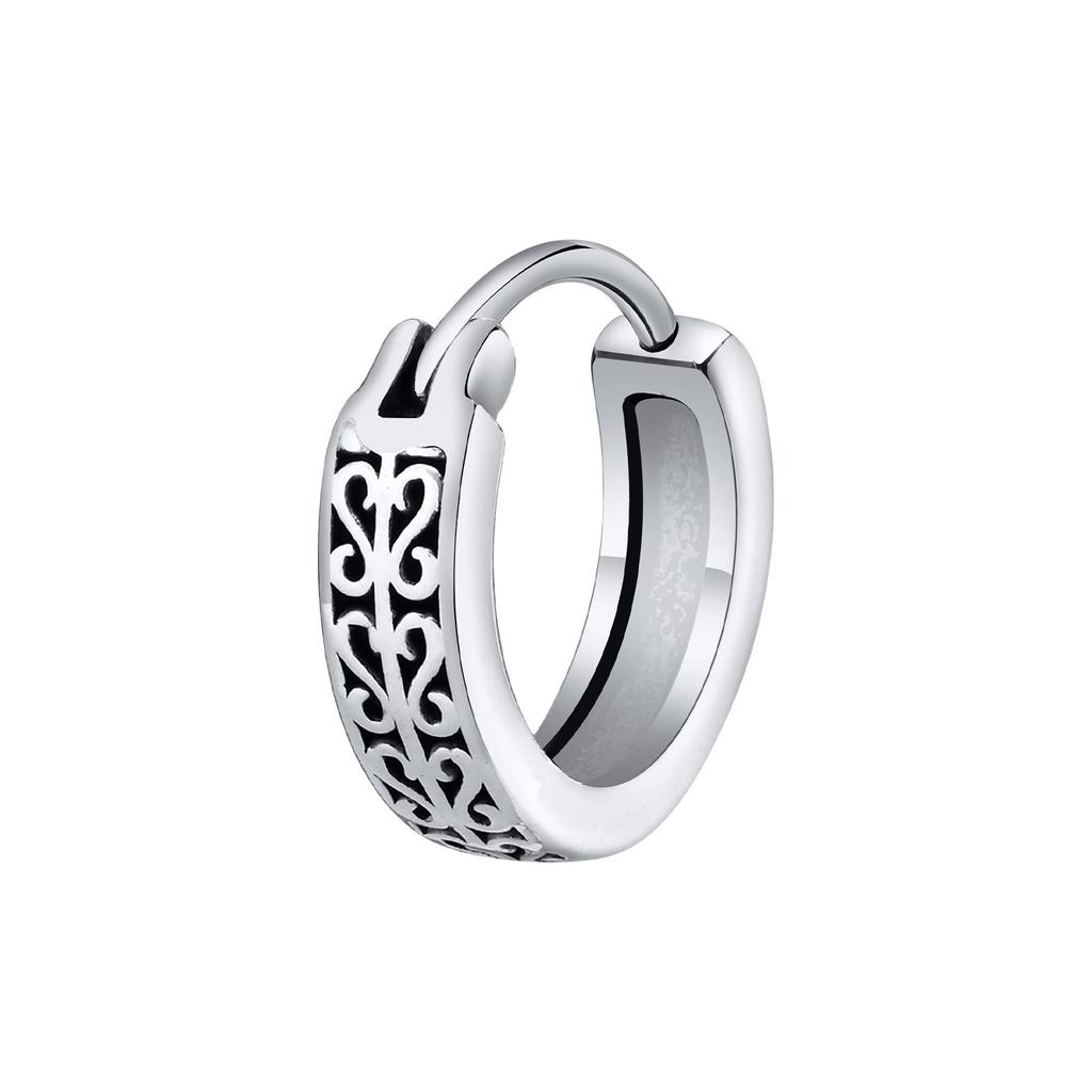 Vnox Ethnic Hoop Huggie Earrings for Men Boys, Anti Allergy Stainless Steel Rock Punk Round Earring Gifts To Boyfriend BFF