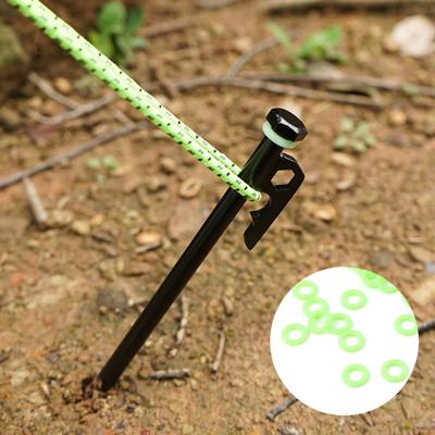 100Pcs Tent Stakes Rings 15MM Glow-in-the-dark Ground Stake Circle Fluorescent Tent Peg Loop Outdoor Camping Tent Nail Accessories