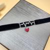 S925 Silver EKG Red Heart Choker Necklace - Black Rope Jewelry for Christmas & Valentine's Day Gift