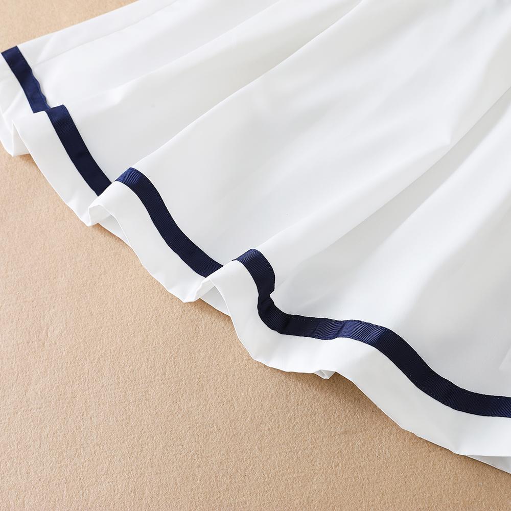 Girls' Short-Sleeved Summer Dress for 5-12 Years Preppy College Style Striped Collar Dresses Back To School Clothes