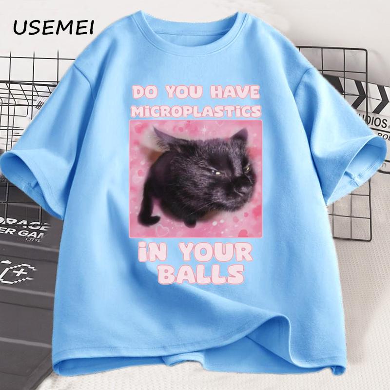 

Микропластик в шариках Смешная футболка с мемом про кота для мужчин женщин Ироничная футболка с котом Глупые коты футболка Тупая глупая футболка Одежда 4XL