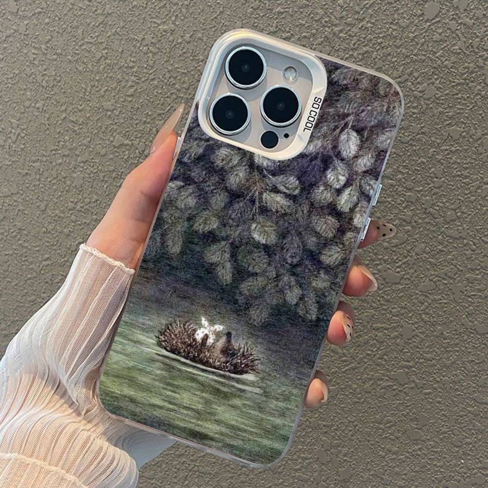 Bright Hedgehog In The Fog Silver Plated Inside Phone Case For iPhone 17 16 15 14 11 12 13 Pro Max Plus X XR XS Max Colored