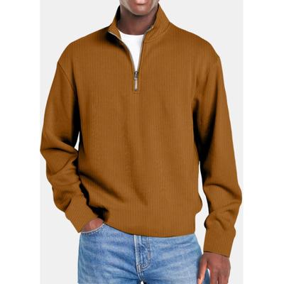 Autumn Casual Plus Size Men's  Irt Long Zipper Top Cotton Blend Fabric Stand Fit Modern Sle Pure Color  Irt