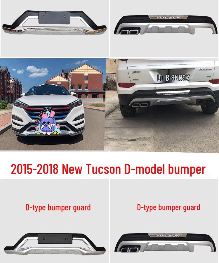 Fits 2015-2018 Hyundai Tucson: Front/rear Bumper Guards, 2018 Model Decorative Bumpers.
