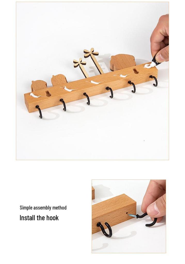 Nordic Wooden Wall Key Holder & Shelf - Stylish Entryway Hook for Keys & Decor