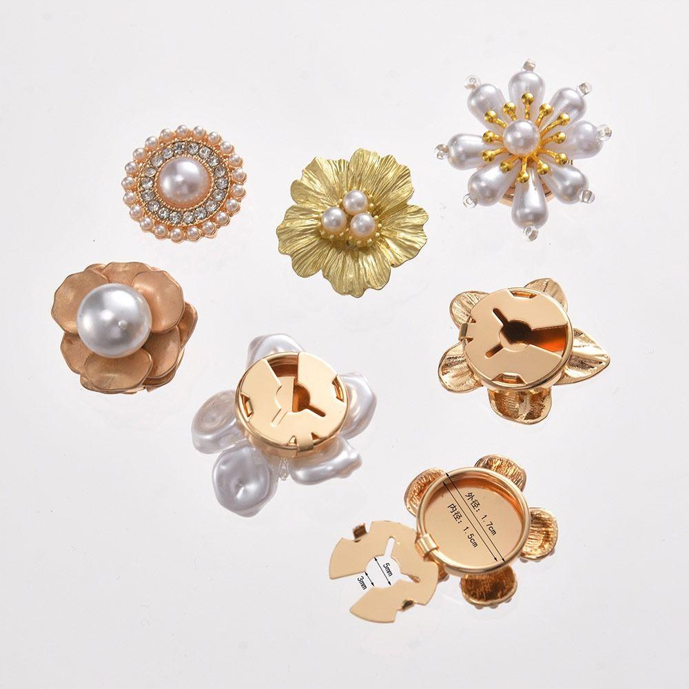 Rhinestone Perle Blomst Knappedeksel DIY Tilbehør Blomst Mansjettknapper for Menn Kvinner Klær