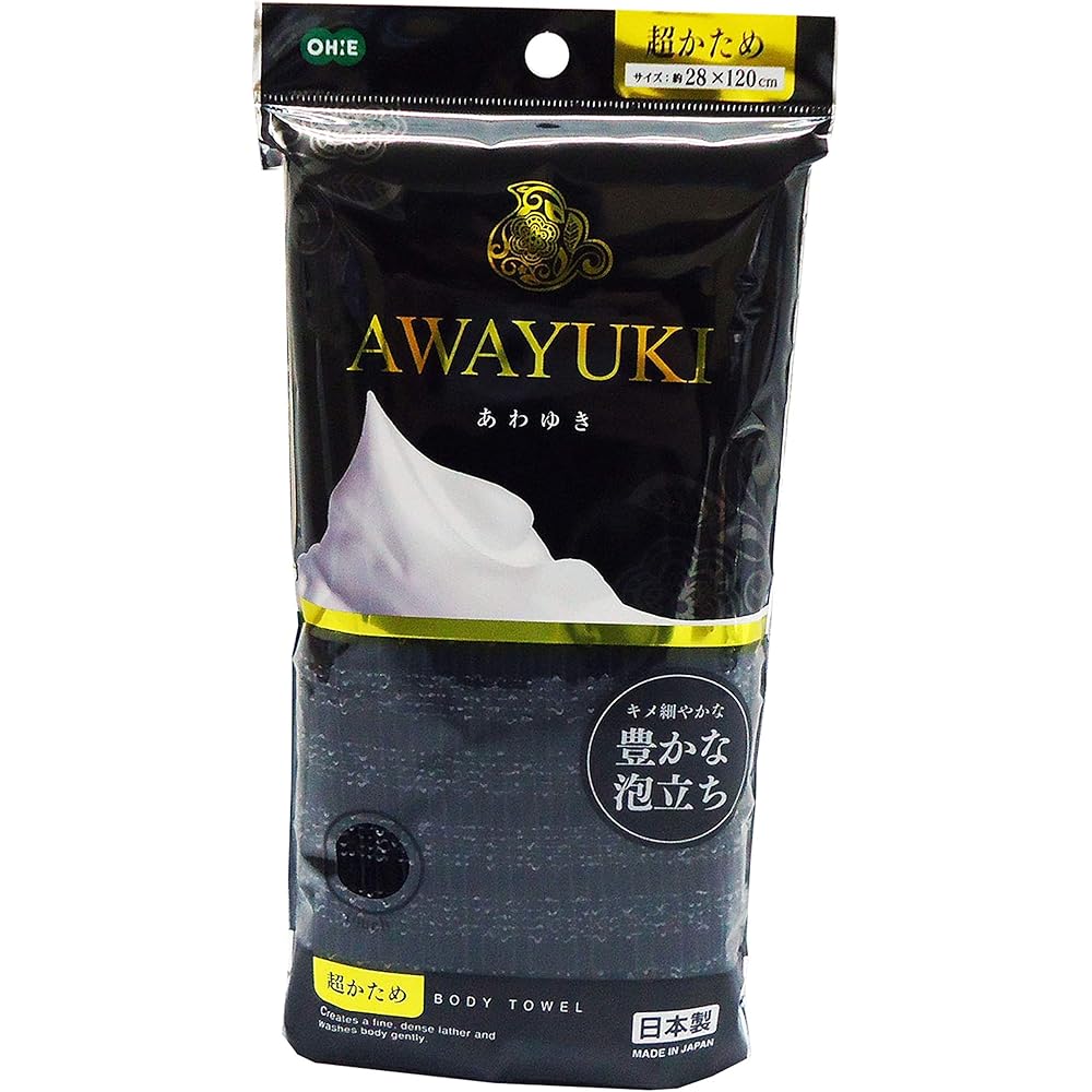 Ohe Body Towel Ultra Firm Black 28x120cm Rich Lather Japanese Made Bath Towel Single Pack