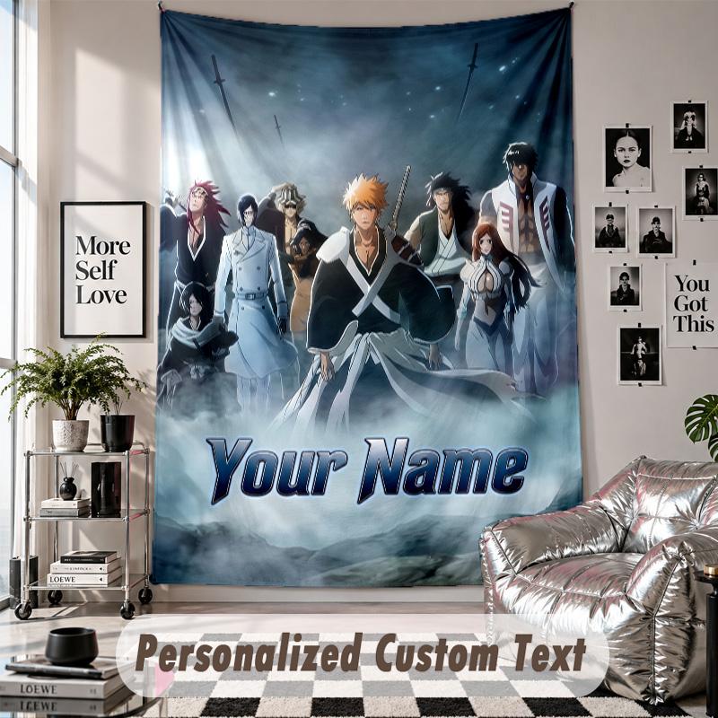 Custom Tapestry Wall Hanging, Bleach anime Personalized Name Text Home Wall Decor