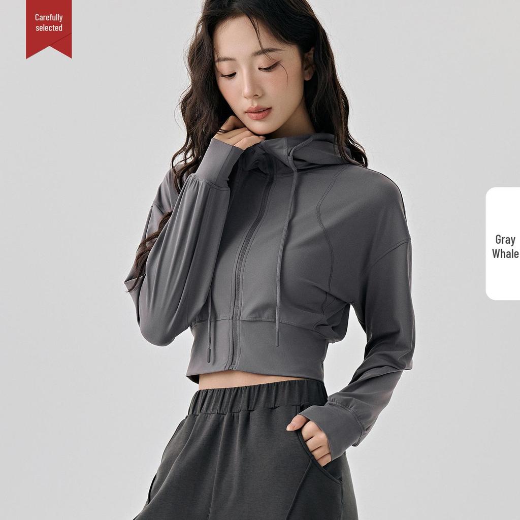 Selected Women's Hooded Sportswear Jacket: Casual Slimming Fit for Outdoor Running & Yoga