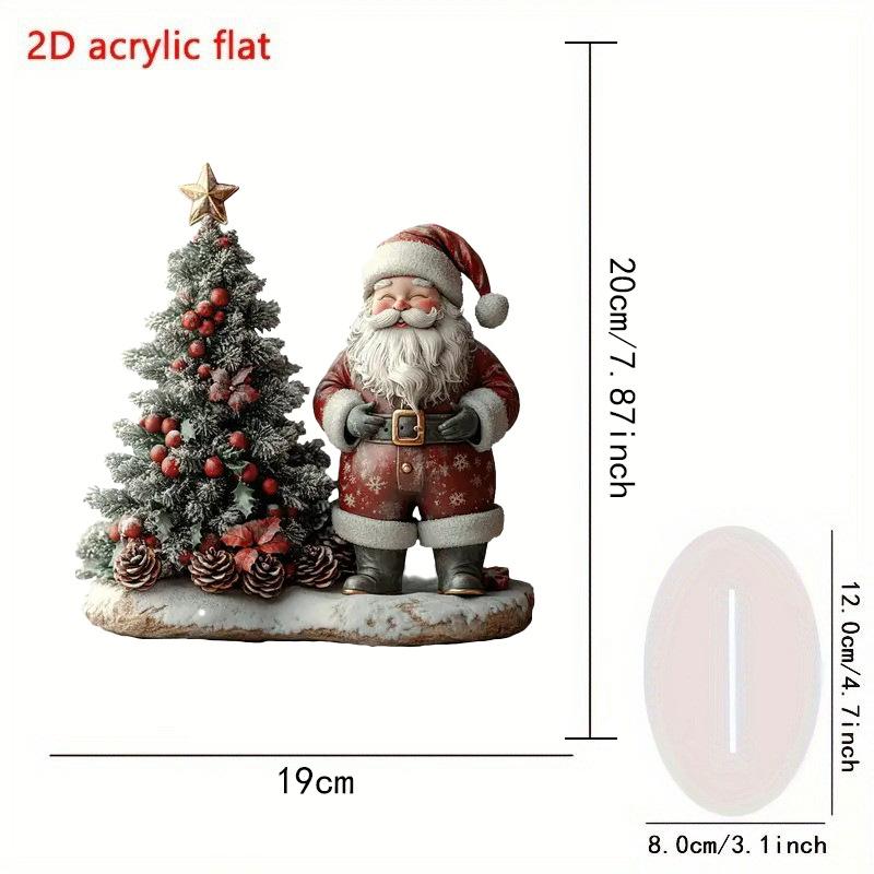 Acrylic Christmas Ornament Seasonal Santa Claus Ornament 2d Acrylic Santa Claus 2d Reindeer Desktop Decoration For Home Decor