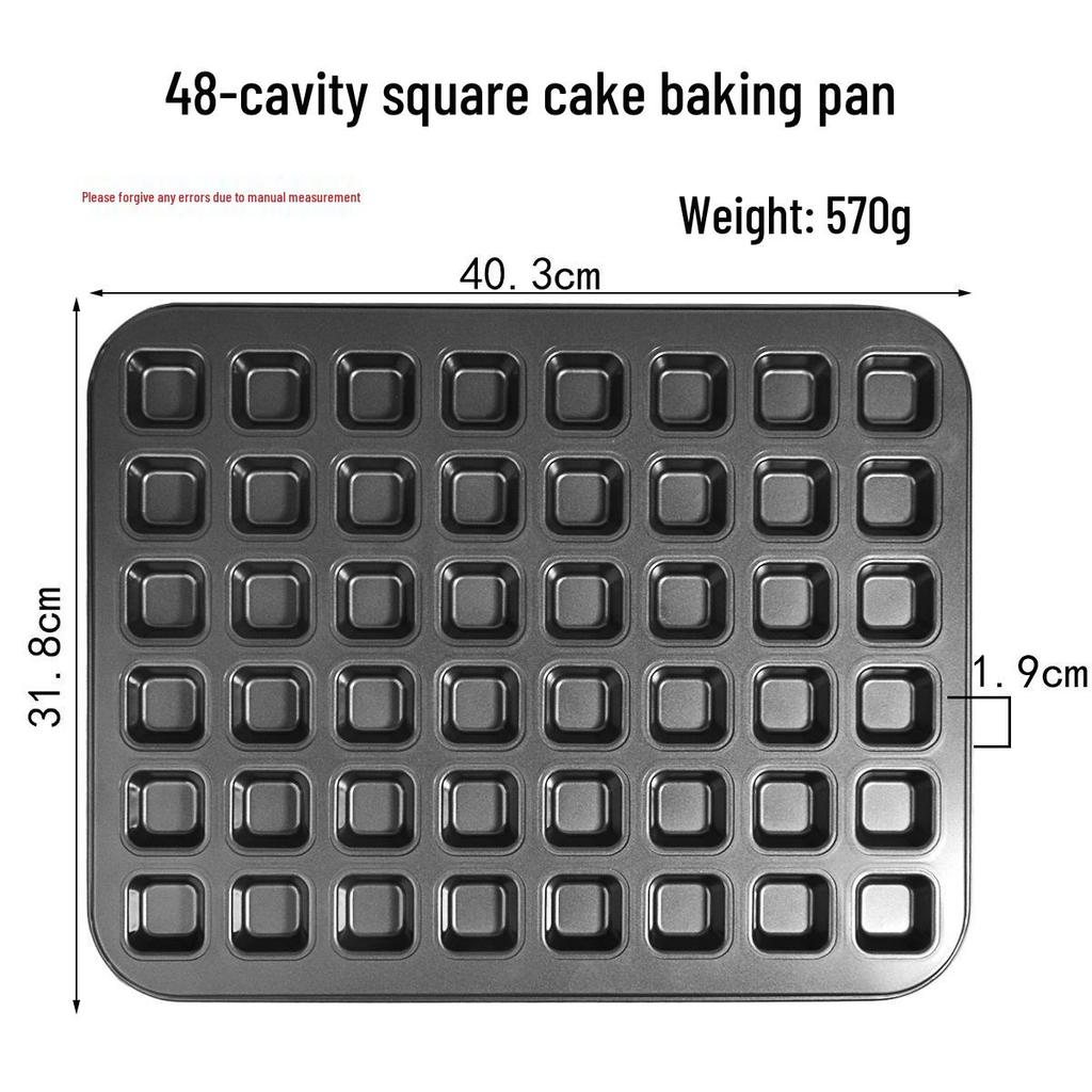 12-Cavity Mini Muffin Baking Pan with 48 Molds - Square and Round Shapes