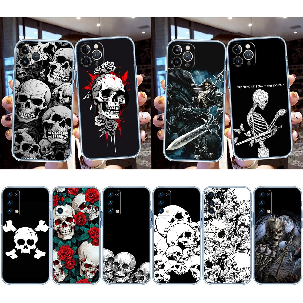 Skeleton Skull Transparent Phone Case for Motorola Moto G40 G04 G05 One Ace Action Fusion + Plus Hyper Macro Vision Zoom