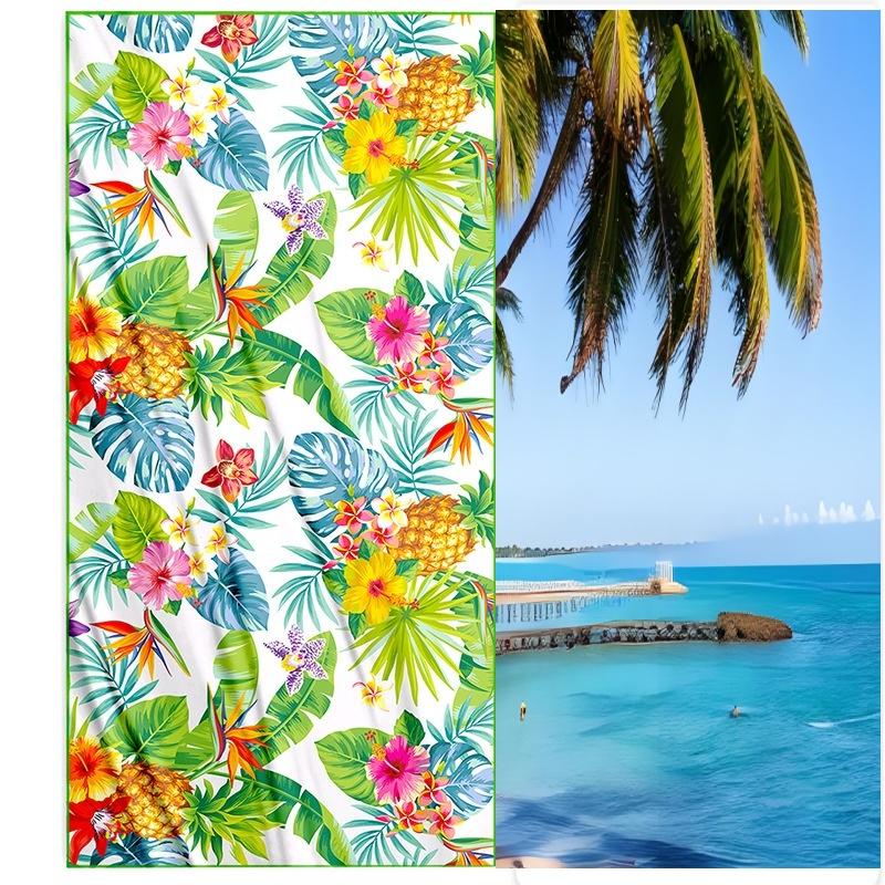 Tropical Pineapple Hibiscus Beach Towel  Lightweight Microfiber Towel for Summer Pool Travel Camping Gym 50x100cm