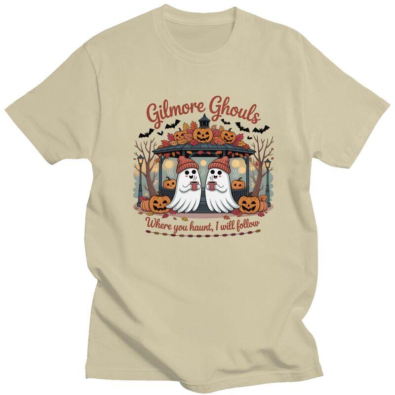 Gilmore Ghouls Where You Haunt I Will Follow Halloween T Shirt for Men Tshirt Humor Streetwaer Short Sleeve Tee Shirt Slim Fit