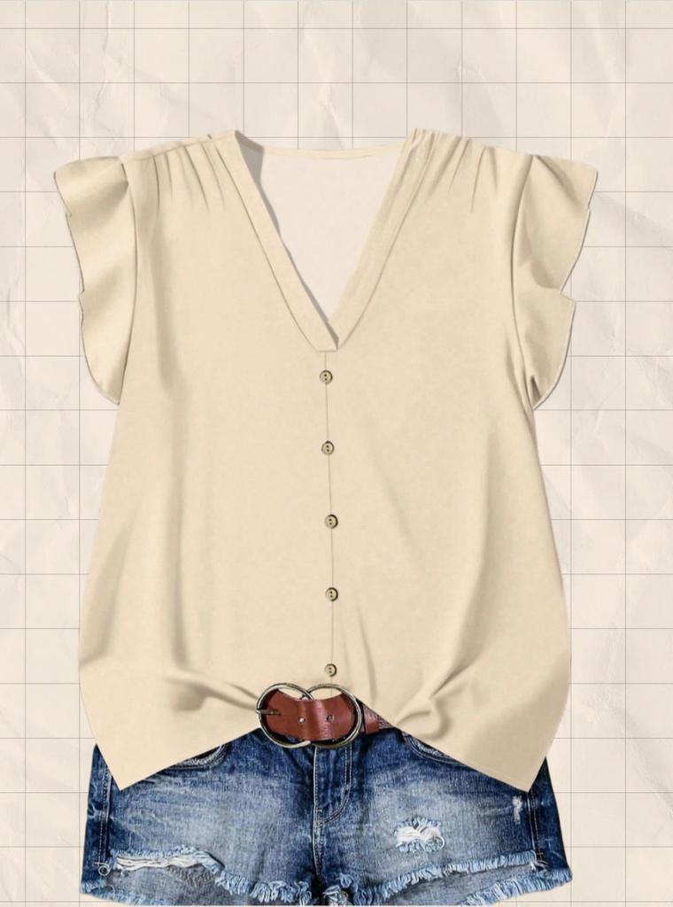 New Women's V-Neck Printed Shirt Short Sleeve Loose Casual European and American Style Fashion Versatile Top