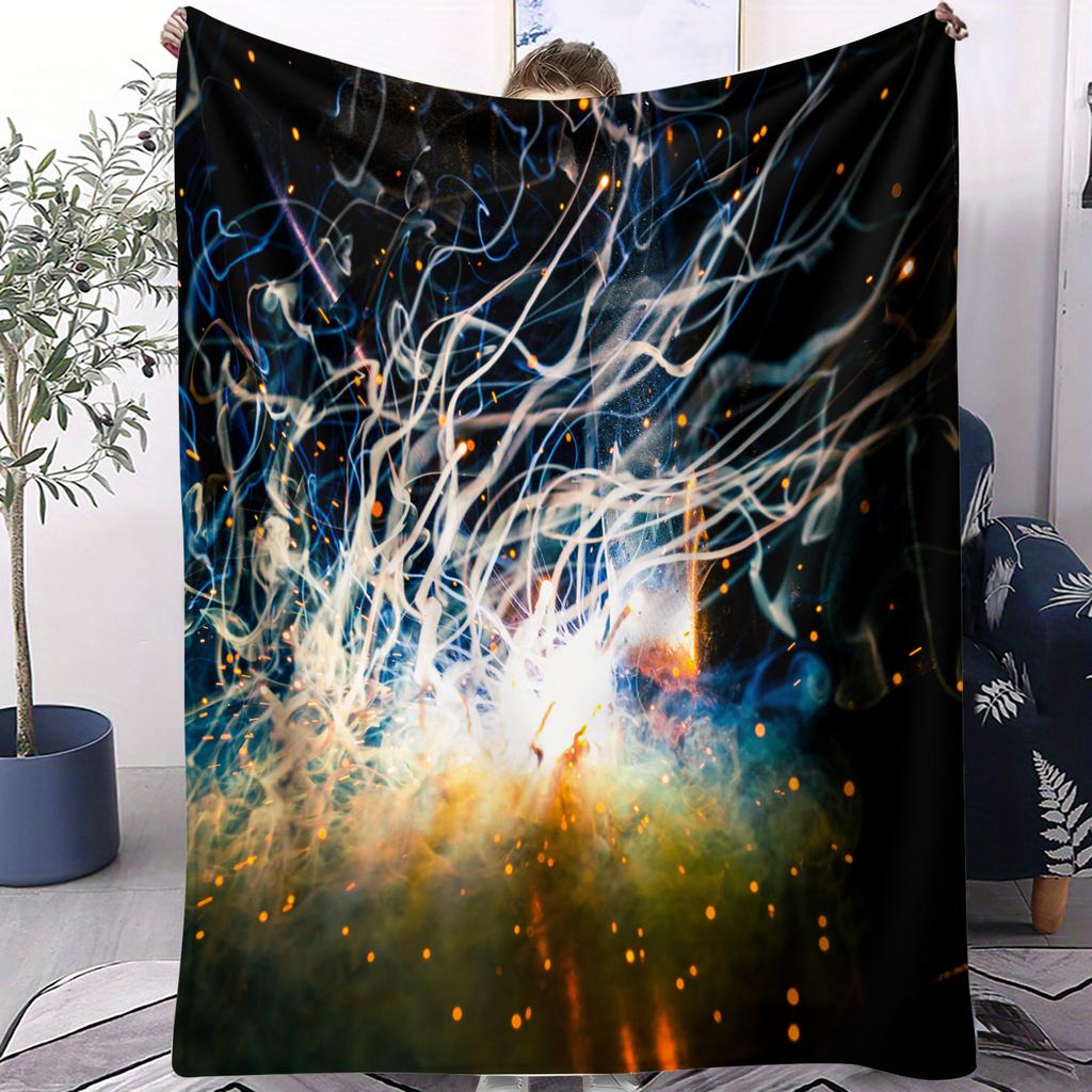 1PC Dreamy Galaxy Deep Sea Jellyfish Flannel Throw Blanket for Adult Quality Cozy Soft Warm Blanket for Travel Picnic Home