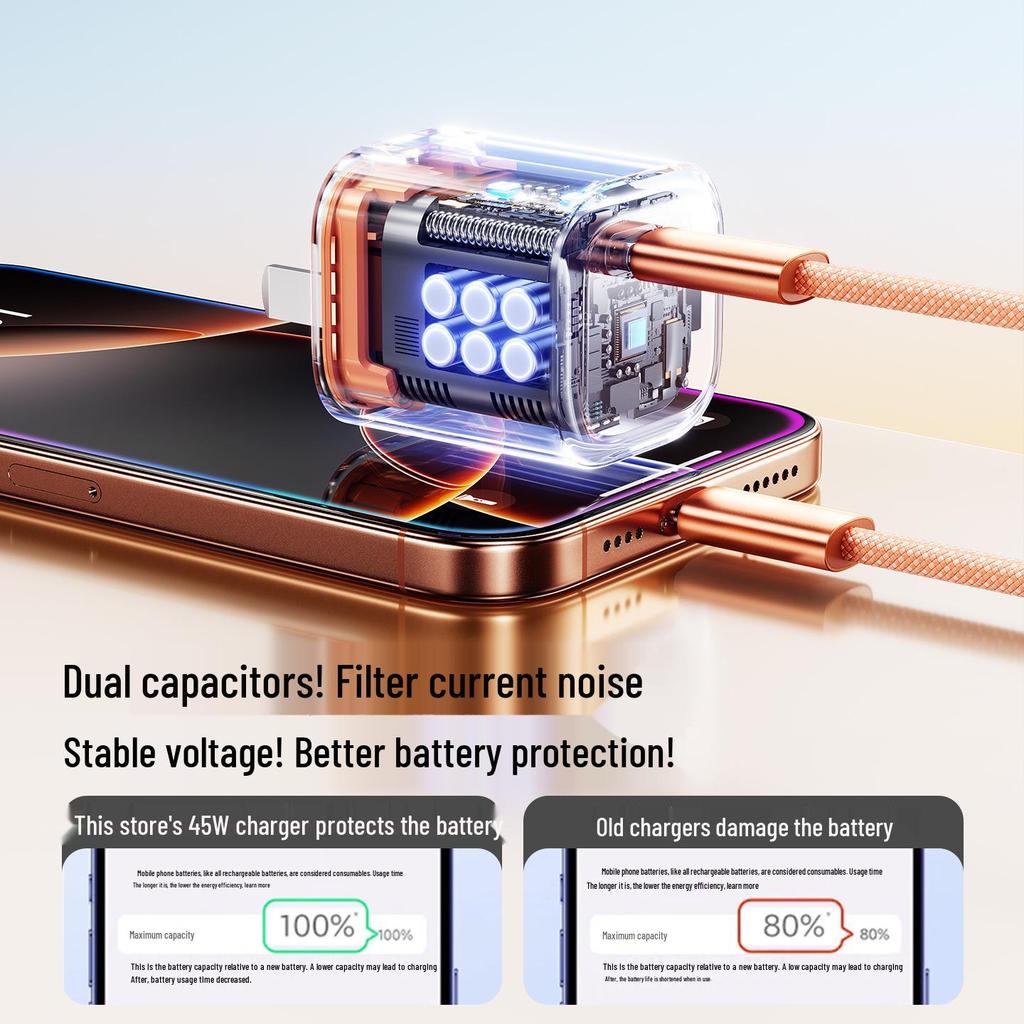 45W Fast Charger for iPhone 16 Pro Max & Apple Devices: 15 Gallium Nitride