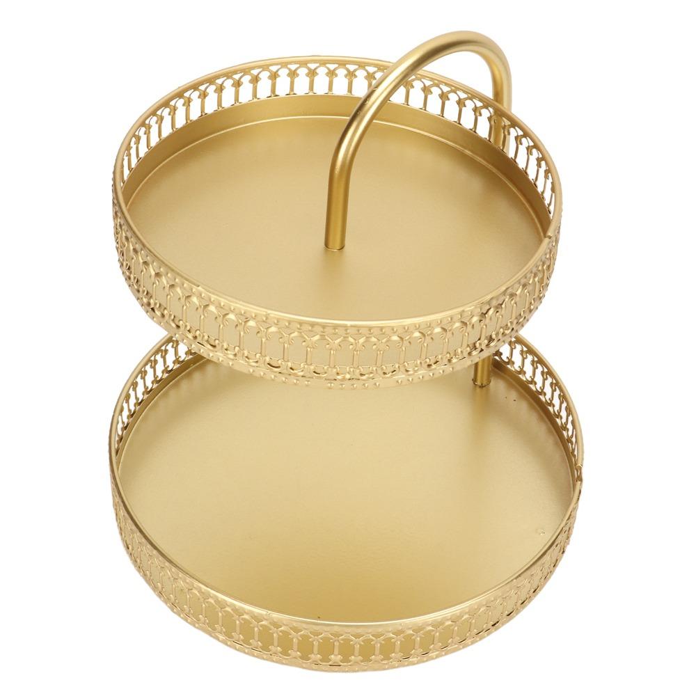 4pcs Gold 2 Tier Fruit Tray Metal 2 Tier Fruit Bowl Fruit Stand Organizer Farmhouse Decor