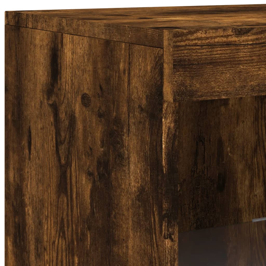 Sideboards with LED Lighting 3 pcs Smoked Oak Wood Based Material