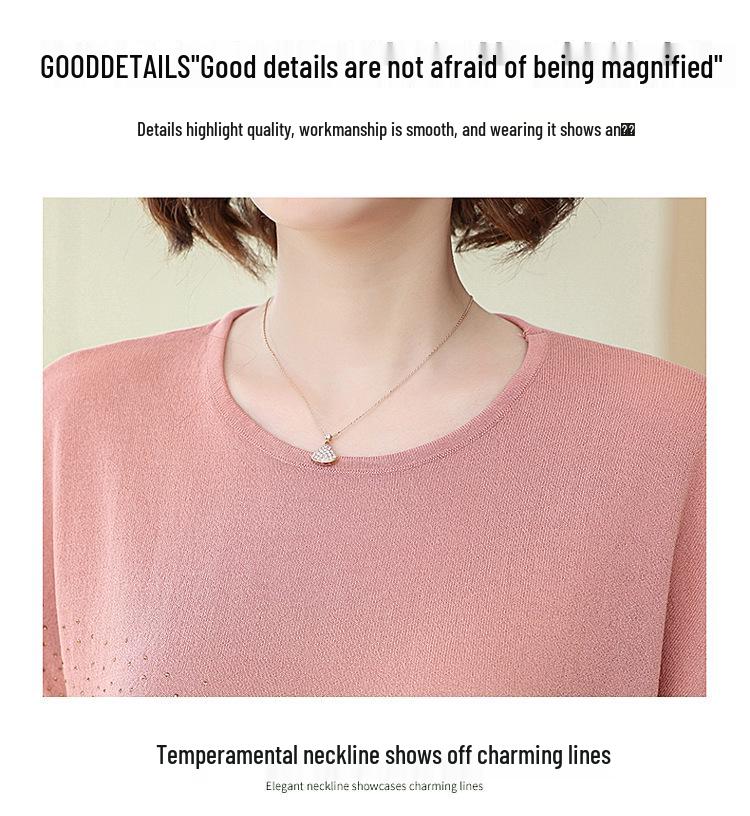 Mother's Day Ice Silk Short-Sleeve Blouse - 2026 New Style for Middle-Aged & Elderly Women