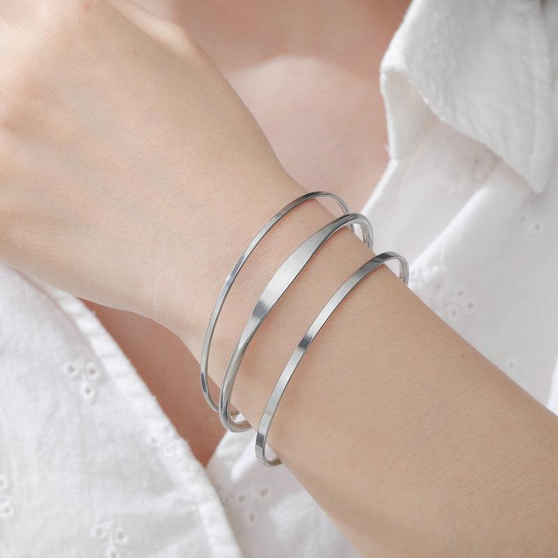 Minimalist Open Cuff Bracelet For Women Adjustable Titanium Steel Bangle Elegant Simple Versatile Jewelry Gift