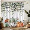 Thanksgiving Pumpkins Shower Curtain Watercolor Leaves Colorful Pumpkin Harvest Fall Autumn Fabric Decorative Bathroom Curtains