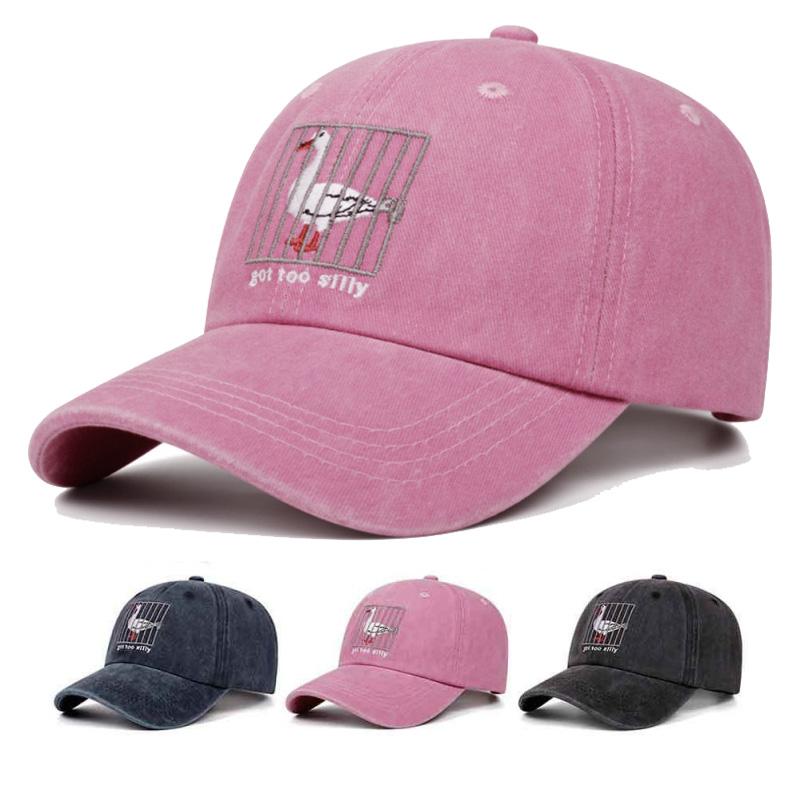 High Quality Go to Silly Water-washed Denim Embroidered Baseball Cap Silly Goose Retro Visor Cap Casual Soft-top Hat Unisex Gift