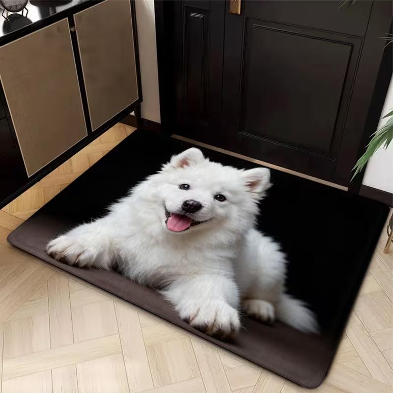 Peeking Grey Wolf Doormat Fierce Wild Canine Animal Print Non Slip Entry Floor Rug For Front Door Hallway