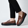 2450 Men's Slip-On Leather Loafers, Thick Sole, Casual, Low-Top, Large Size, Handmade Cowhide, Spring Shoes