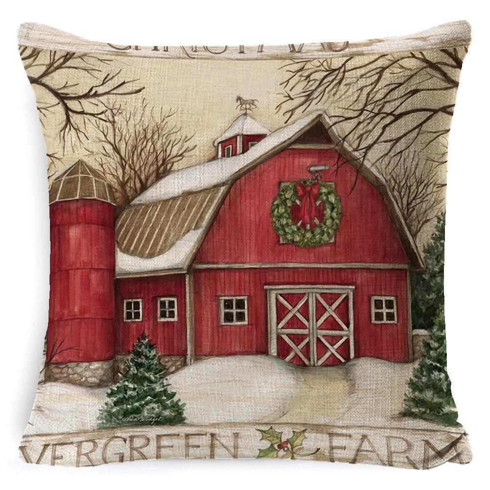 Christmas Linen Pillow Case Home Nap Lumbar Cushion Pillow Sofa Bedside Cushion Pillow Case