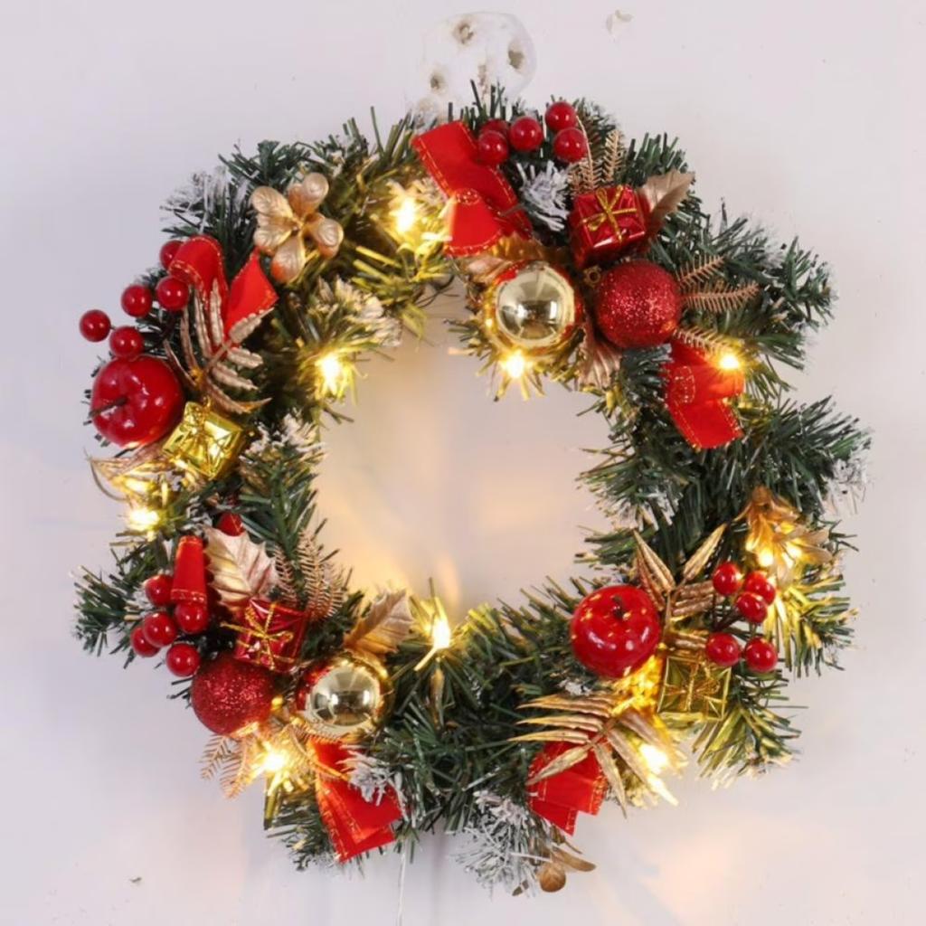 Christmas Wreath, Outdoor Lighted Christmas Wreath For Front Door, Xmas Wreath For Holiday Christmas Party Decorations