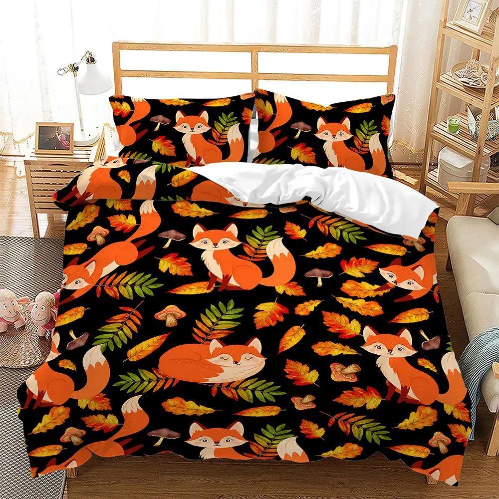 

Одеяло Мультяшная Собака Лисенок Снежинки Шишки S Дети 100% Высококачественная Микрофибра Супер Мягкий Комплект Постельного Белья для Спальни Comforter (quilt)-EU Single(135*200cm)3pcs
