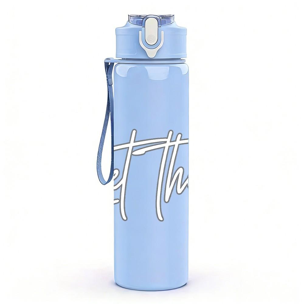 1PC Let Them Minimal Letter Art Print 750ml Color Plastic Sports Water Bottle Leakproof Flip Straw Lid Suitable for Sports Office Home Use