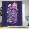 Japanischer Anime Duschvorhang Retro Vaporwave Stadtlandschaft Kulisse Badezimmer Dekor Künstlerischer Wandbehang Wohnkultur