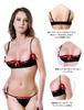Ohyeah Sexy Extreme Bra and Panty Open Open Bust Bra Lingerie, Set, Women's Bra, T-Back, See-Through (Black)
